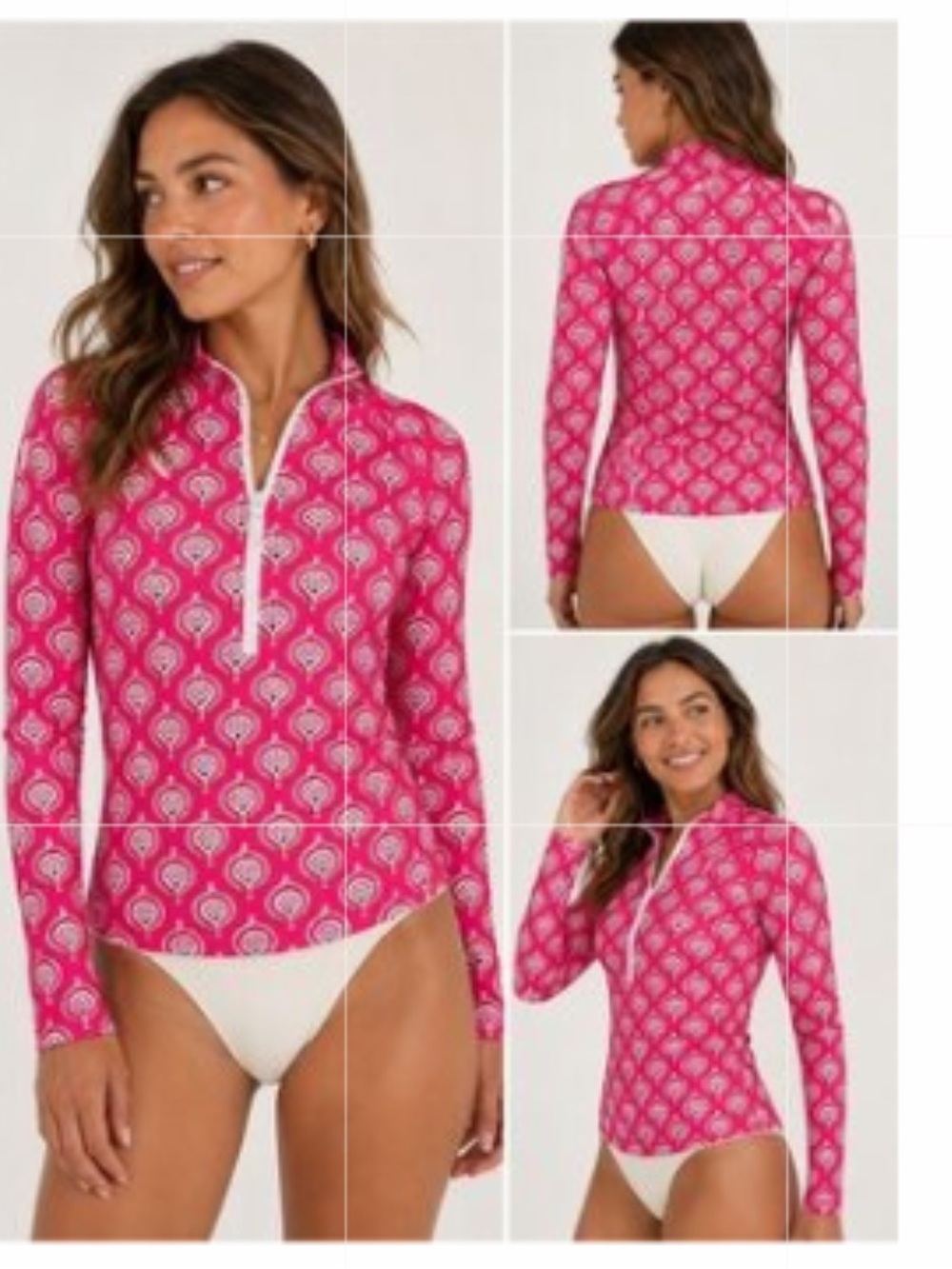 SZ Blockprints™ X J.Crew Long Sleeve Rash Guard Top in Bagru Print. Large.